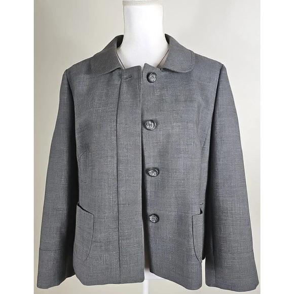 Ann Taylor LOFT ~Woman Size 12~ Gray 100% Wool Blazer Suit Jacket Fully Lining. - Picture 3 of 12
